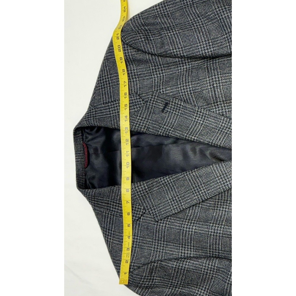 VTG 80s/90s Hart Schaffner Marx Soft Flannel Wool Sport Coat Navy Glen Plaid 46R - Picture 6 of 13
